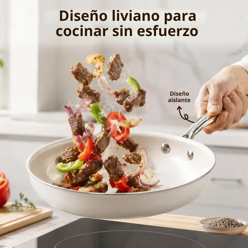 Vista 7 de SAKAMOSH Sartén de cerámica antiadherente de 9.5", sartén no tóxica