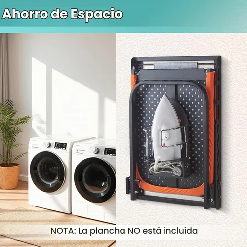 Vista 6 de Seiritex Tabla de planchar montada en la pared con soporte para plancha, 36 x 13 pulgadas, tabla de planchar plegable de montaje compacto