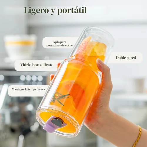 Vista 4 de KEMORELA Juego de 2 vasos de vidrio de doble pared de 28 onzas, popotes reutilizables extra anchos de 0.512 in, vaso Boba, vasos de agua de boca