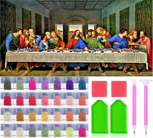 Vista 13 de JesMolla Kit de pintura de diamante cuadrado completo 5D por números para adultos, kits de pintura de diamantes cuadrados de taladro completo, kit