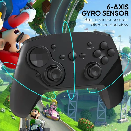 Vista 6 de TALK WORKS Bluetooth Game Controller for Nintendo Switch with Dual Motor Vibration, Turbo Function, 6-Axis Gyro Sensor - Customizable Joystick &