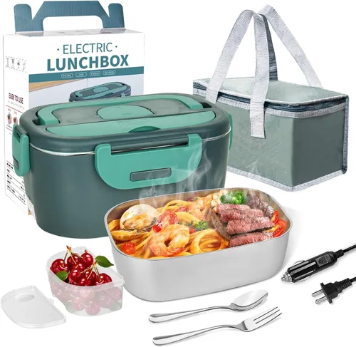 Vista 14 de LAVAED Lonchera Eléctrica Calentada para Adultos, Calentador de Alimentos Portátil - Calentador de Alimentos de Calentamiento Rápido de 80W