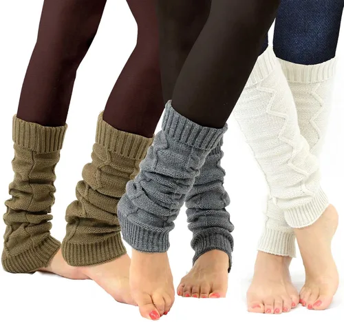 Vista 10 de TeeHee - Calentadores de pierna hasta la rodilla, extra largos hasta el muslo, puños para botas para mujer, multipares de regalo para ella 3 pares