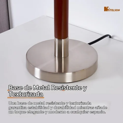 Vista 5 de Lámpara moderna de mediados de siglo con interruptor regulable y bombilla, lámpara de noche LED para dormitorio, lámpara de mesa de madera