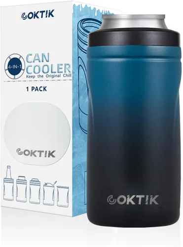 Vista 13 de COKTIK 4 en 1 enfriador de latas aislado, enfriador de latas delgadas de doble pared para latas de 12 oz regulares o delgadas y botellas de cerveza