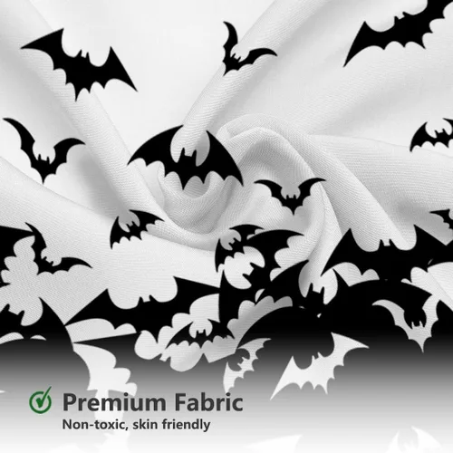 Vista 5 de MEHOFOND Cortina de ducha de murciélagos espeluznantes para Halloween, diseño de murciélago volador, cortina de baño decorativa de Halloween