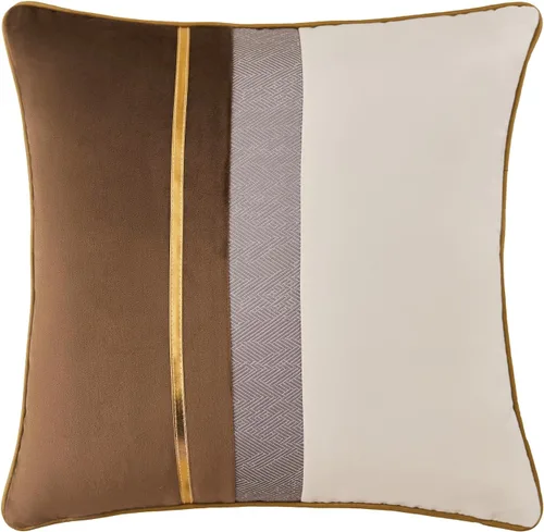Vista 16 de Avigers - Funda de cojín decorativa de terciopelo, 20 x 20 pulgadas, diseño de rayas, cuero negro con blanco y dorado. Funda de cojín moderna