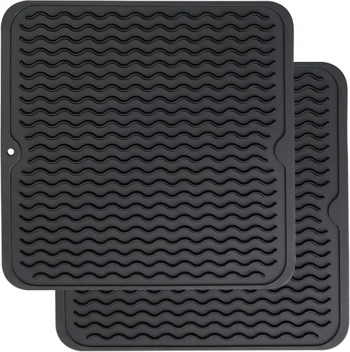 Vista 30 de ZLR 2 bandejas de silicona para fregadero (6 x 12 pulgadas/6.024 x 12.008 in) - Soporte estrecho para esponja para encimera de cocina - Tapete Negro