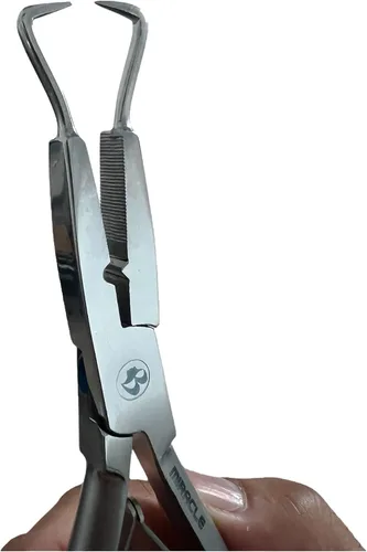 Vista 3 de Alicates de extensión de cabello Microlink – Herramienta profesional multifunción de acero inoxidable para aplicación de cuentas nano y microenlace