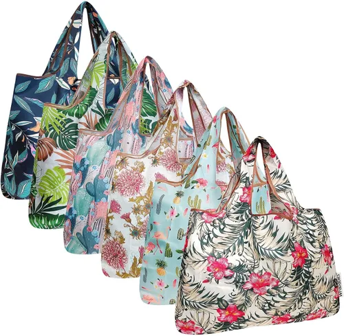 Vista 9 de allydrew Bolsas grandes plegables de nailon reutilizables para comestibles, paquete de 6