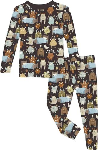 Vista 160 de KicKee Pants Conjunto de pijama de manga larga con estampado de piezas