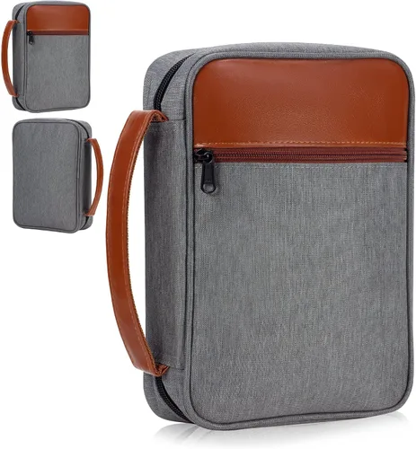 Vista 12 de GUEER Funda para Biblia para hombres, Portabiblia, Funda para Biblia Bolsa Organizadora de Transporte, con Cremallera y Bolsillos para Biblia