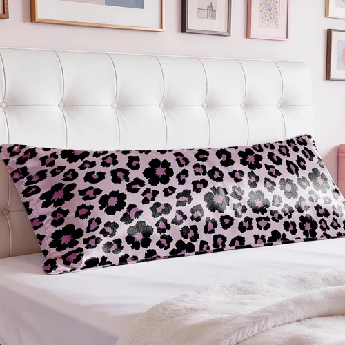 Vista 59 de EXQ Home - Funda de almohada de satén para cuidar el cabello y la piel, tamaño estándar, de seda con estampado negro, juego de 2 fundas con cierre