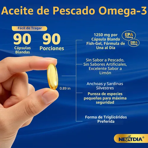 Vista 4 de Omega-3 Fish Oil Supplement 1250mg, Vitamin D3 5000IU, K2 E, 3-Month Supply