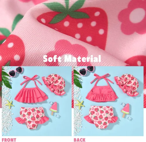 Vista 3 de Aalizzwell Traje de baño para niñas pequeñas con sombrero