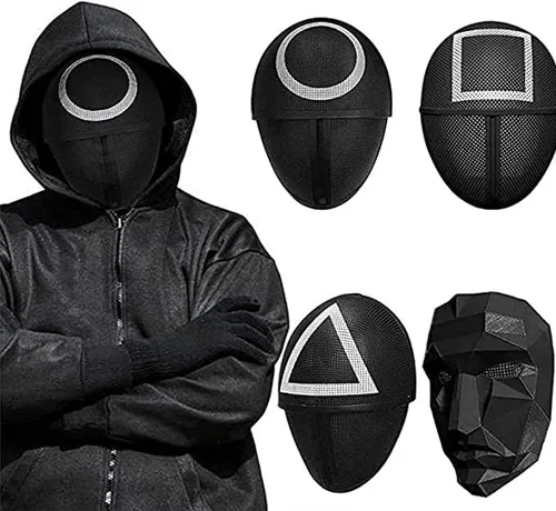 Vista 2 de Máscara de Halloween cuadrada triangular jefe circular 2021 accesorios de cosplay accesorios de mascarada accesorios para adultos y niños