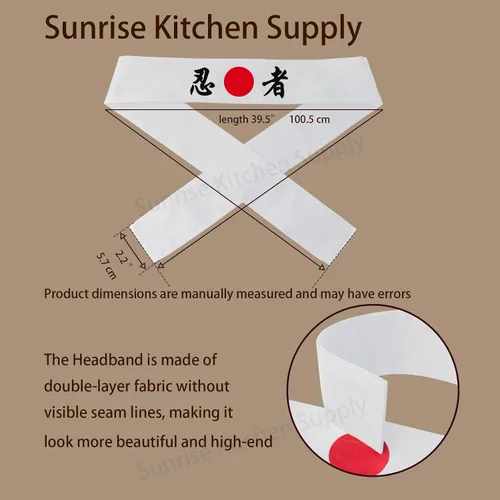 Vista 56 de Sunrise Kitchen Supply - Diadema de karate japonesa para chef de sushi hachimaki, 2 piezas
