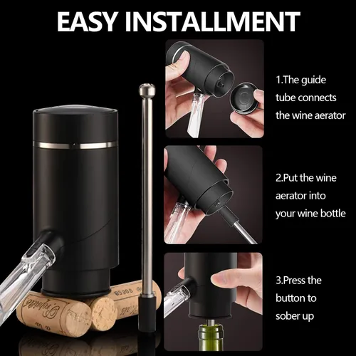 Vista 5 de Aireador eléctrico de vino, bomba dispensadora de vino, vertedor automático de vino, decantador de vino instantáneo, oxigenador de vino de un toque