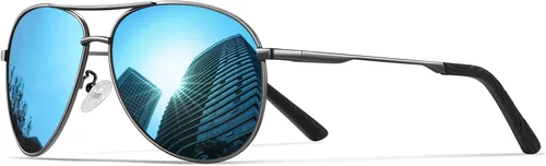 Vista 41 de Gafas de sol polarizadas aviador para hombre y mujer Marco A1-Negro Lente Gris