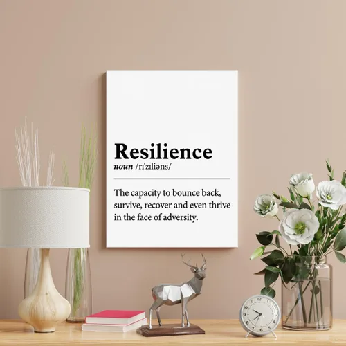 Vista 5 de Arte inspirador para pared, póster motivacional, pintura enmarcada, definición de resiliencia, obra de arte en lienzo para decoración del hogar