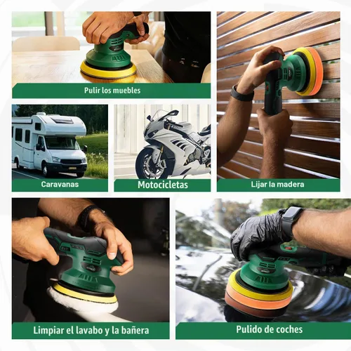 Vista 8 de BATOCA S3 - Pulidora inalámbrica para coche, 2 unidades de 11.1 V de iones de litio recargable, sin escobillas, con 6 velocidades variables, búfer