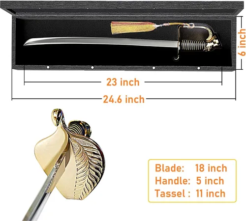 Vista 5 de Sable de champán con mango dorado y caja de regalo de madera, abridor de champán de espada pirata, cuchillo de vino espumoso, cuchillo de champán