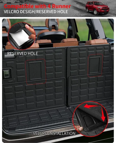 Vista 4 de Alfombrillas compatibles con Toyota 4 Runner 2013-2024, 7 asientos, forro de carga, forro para maletero, protectores para asiento trasero