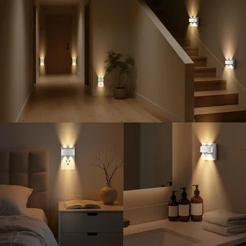 Vista 6 de Paquete de 4 luces LED nocturnas enchufables a la pared, luz nocturna enchufable, no regulable