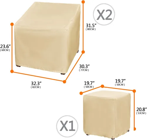 Vista 3 de Fundas para muebles de patio, funda impermeable para muebles de exterior, fundas para muebles de patio para 3 piezas, juego de fundas de sofá