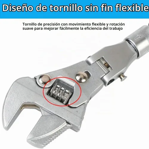 Vista 8 de Llave ajustable Flexhead, llaves de media luna de trinquete de 10 a 12 pulgadas con vástago de extensión retráctil y llave ajustable de cabeza