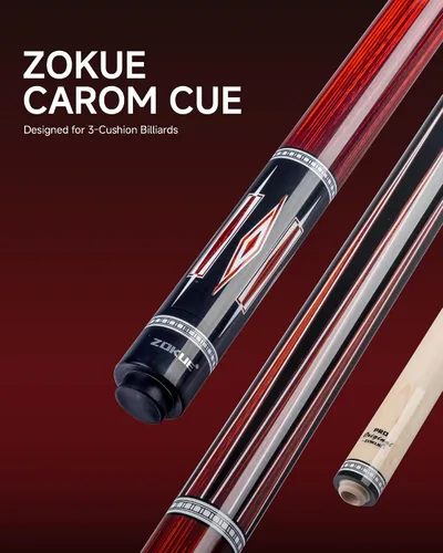 Vista 2 de Eje de arce Carom Cue Stick de 56 pulgadas y 18oz Rojo