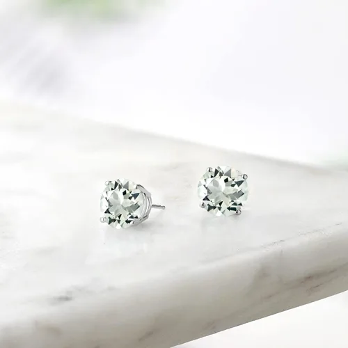Vista 16 de Gem Stone King Aretes de plata de ley 925 con piedra natal redonda de 0.276 in para mujer