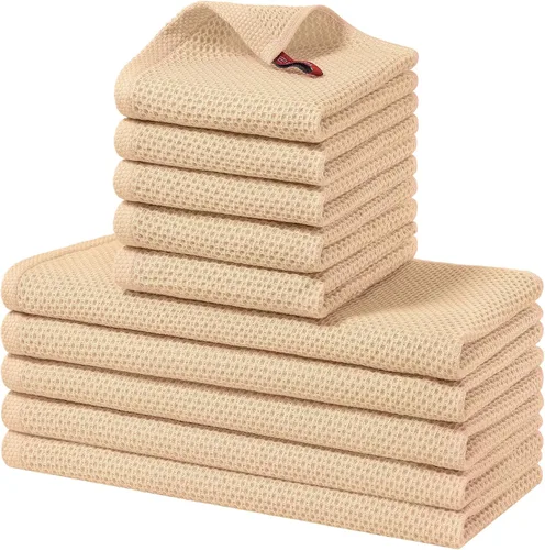 Vista 45 de Homaxy Juego de toallas y paños de cocina 100% algodón, 30 x 30 centímetros y 33 x 71 centímetros, juego de 8 toallas de cocina ultra suaves