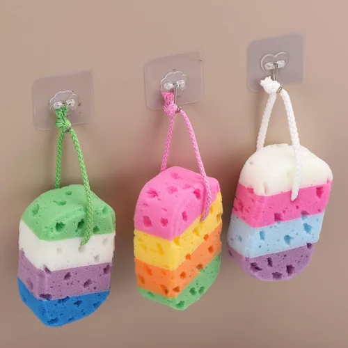 Vista 6 de BTYMS Esponja de baño exfoliante para el cuerpo, esponja de ducha, esponja suave, puf de espuma para el cuerpo, 3 piezas