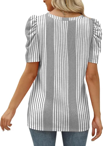 Vista 4 de Camisetas de verano para mujer, estilo casual, holgadas, color negro, de manga corta