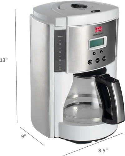 Vista 5 de Melitta Cafetera de goteo Aroma Enhance con jarra de vidrio Capacidad de 10 tazas Blanco