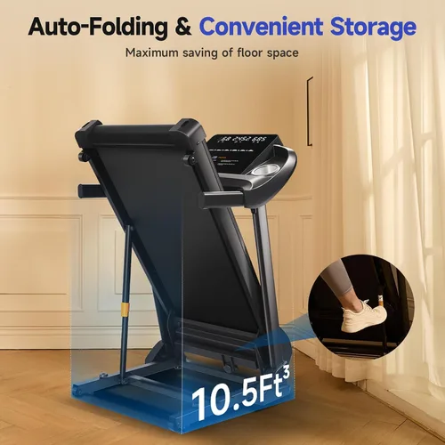 Vista 5 de YPOO Cintas de correr para uso doméstico, caminadora con inclinación, cintas de correr plegables automáticas para el hogar, cinta de correr de 8.0