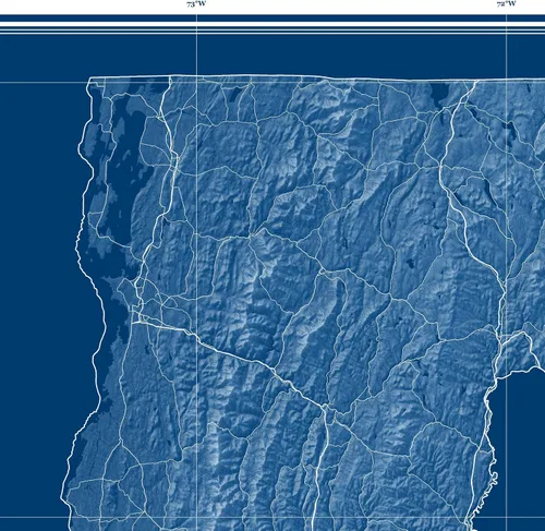 Vista 6 de Vermont Map Print, Blueprint Wall Art Poster, VT Decor, US State Maps