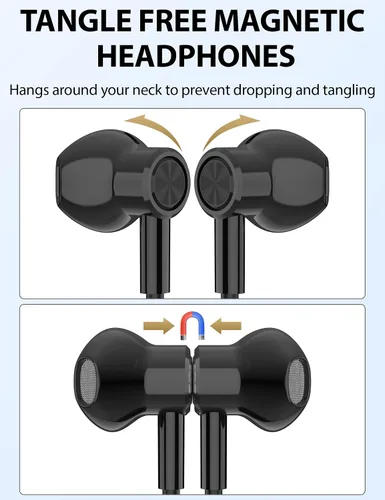 Vista 7 de iMangoo Auriculares con cable para Apple Lightning con certificación MFi color negro Auriculares magnéticos más grandes con puntas anticaídas
