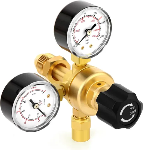 Vista 9 de MEANLIN MEASURE Reguladores de CO2 de argón, reguladores de soldadura de gas, CGA580, montaje con soldadura Miller Lincoln Mig Tig con manguera