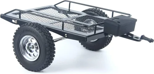 Vista 8 de LCX Carreras 1/10th RC Crawler Car Heavy Duty Metal Trailer RC Crawler Hooper Trail Cargo Carrier Kit de metal para Axial SCX10 SCX10 II TRX4 TRX6