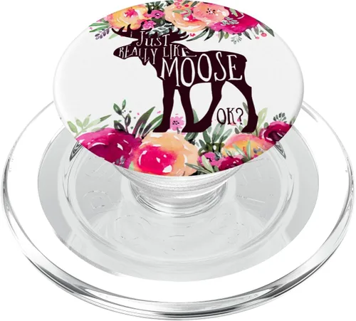 Vista 8 de I Just Love Moose Otoño Navidad Granate, naranja Floral PopSockets intercambiables PopGrip