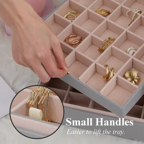 Vista 4 de misaya Joyero para pendientes para mujer, organizador de joyas con 50 ranuras, caja de soporte para aretes, anillos, collares, regalo para mujeres