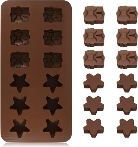 Vista 4 de DanziX Moldes de silicona para chocolate navideño, 4 moldes de caramelo de Navidad, mini moldes de silicona de Navidad para hacer chocolates