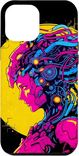 Vista 25 de Funda estilo anime futurista Cyberpunk para iPhone 16 Robot Woman