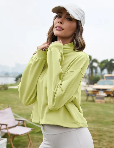 Vista 32 de Flygo Womens Half Zip Sweatshirts Stand Collar Activewear Running Workout Pullover Tops