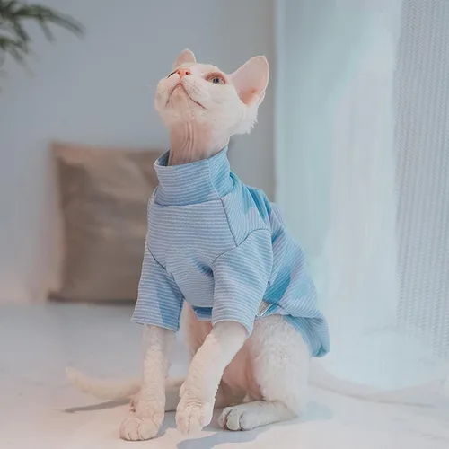 Vista 4 de Sphynx - Camisa de forro polar cálida para gatos, cuello alto, ropa térmica sin pelo para Sphynx, Devon, ropa de gato de Cornualles y gatitos