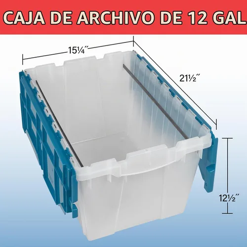Vista 3 de Akro-Mils 66486 Fileb Caja para archivos, colgante, para almacenamiento, de plástico, 12 galones, con tapa unida, 21-1/2 x 15 x 12-1/2 pulgadas