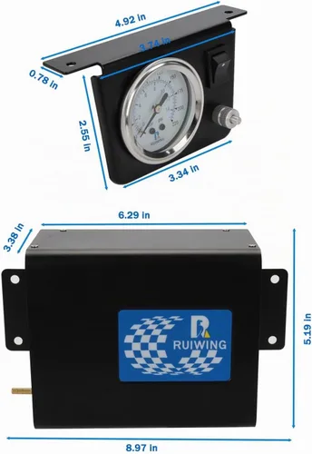 Vista 6 de Kit de compresor de bolsa de aire, sistema de compresor de aire a bordo con compresor de suspensión neumática, manómetro, herrajes y línea de aire