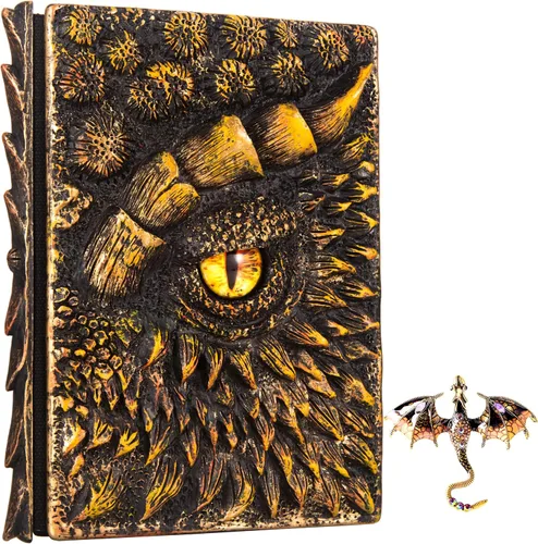 Vista 34 de Diario 3D en relieve de ojo de dragón en relieve, cuaderno grabado de resina, cuaderno Dnd para los amantes de los dragones, papel en blanco, bloc